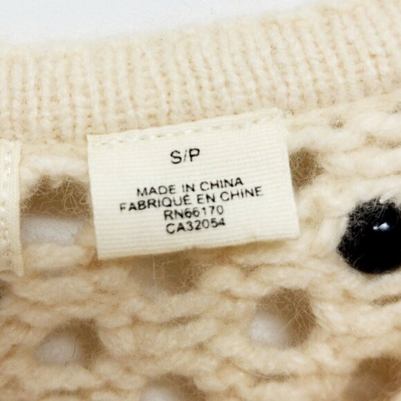 Anthropologie sleeping on snow cream colored marble beads cardigan sweater SZ S - Picture 2 of 11